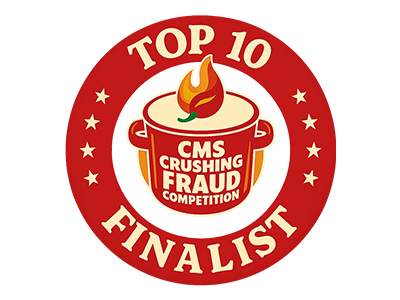CMS Crushing Fraud Competition Top 10 Finalist badge