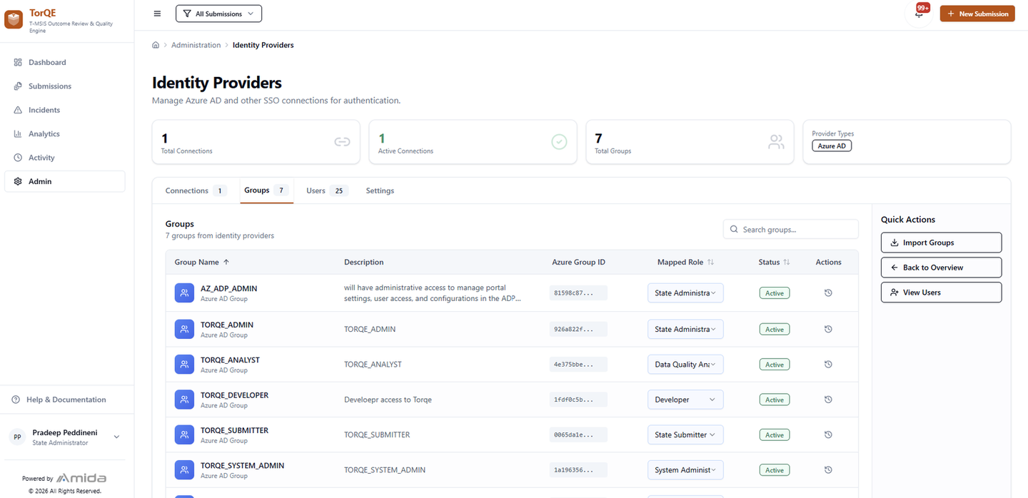 TorQE: Administration: Azure AD single sign-on with role mapping